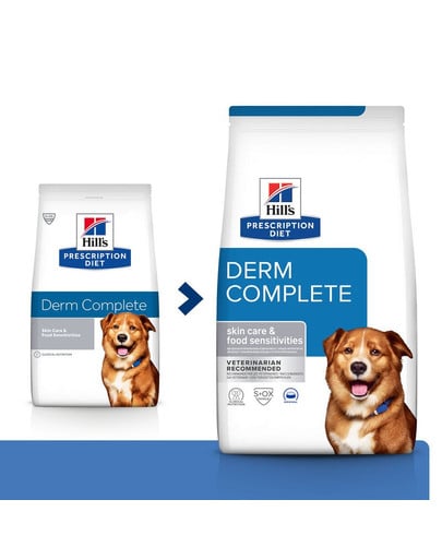 Hill's PRESCRIPTION DIET Derm Complete Environmental/Food Sensitivities suché krmivo pre psov s ryžou a vajíčkom 12 kg