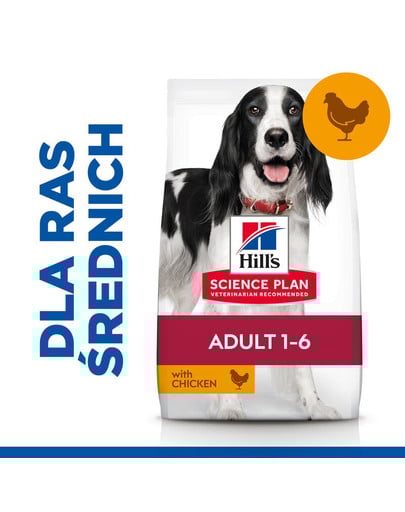 HILL'S Science Plan Adult Medium breed 14 kg s kuraťom