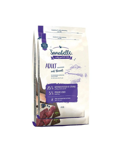 SANABELLE Adult krmivo s pštrosím mäsom 4 kg (2 x 2 kg)