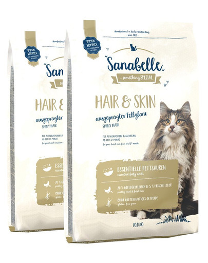 SANABELLE Hair&skin Krmivo pre mačky pre lepšiu srsť 20 kg (2 x 10 kg)