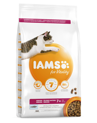 IAMS For Vitality Cat Senior Ocean Fish Granule pre staršie mačky s morskými rybami 3 kg