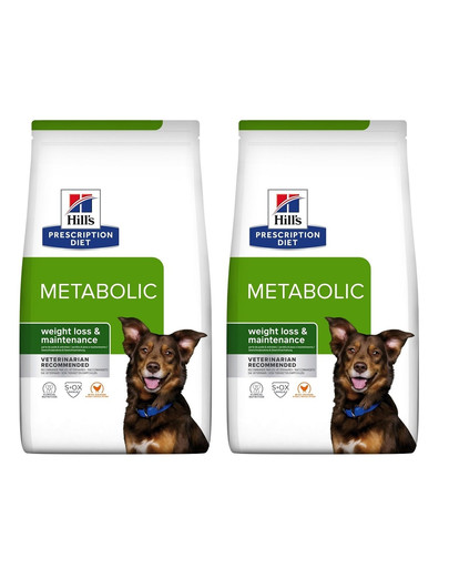 Hill's PRESCRIPTION DIET Metabolic suché krmivo pre psov s kuracím mäsom pre redukciu hmotnosti 8 kg (2x4 kg)
