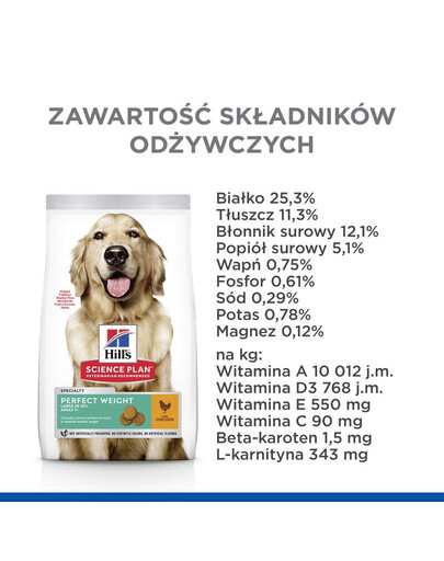 HILL'S Science Plan Adult 1+ Perfect Weight Large breed 12 kg s kuraťom