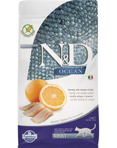 N&D OCEAN CAT GF Adult Herring Pumpkin & Orange 1,5 kg