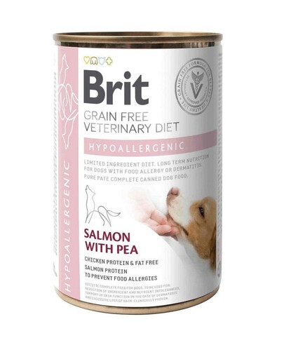 BRIT Veterinary Diet Hypoallergenic Salmon&Pea krmivo pre alergikov pre psov 6x400g