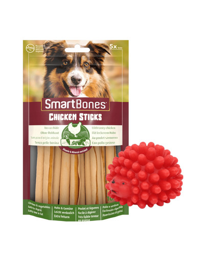 SMARTBONES Chicken Sticks – Žuvacie tyčinky s kuracím mäsom 5ks x 2 + hračka