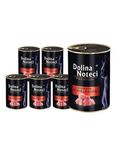 DOLINA NOTECI Premium Bohaté na teľatá pre dospelé mačky 12x400 g