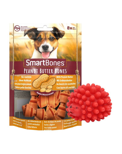 SMART BONES Žuvacie tyčinky pre malé plemená s arašidovým maslom 8 ks  x 2 + hračka
