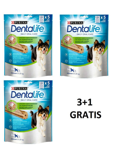 PURINA Dentalife Medium 115g (5ks) 3 + 1 GRATIS