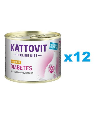 KATTOVIT Feline Diet Diabetes s kuracím 12 x 185 g
