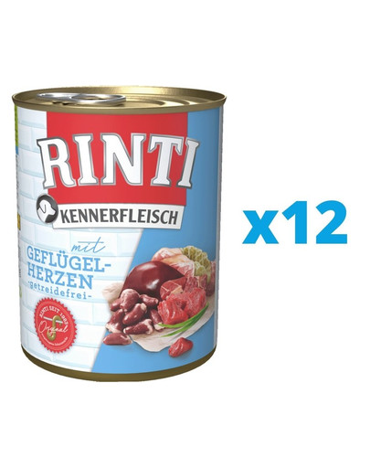 RINTI Kennerfleisch Poultry hearts  12 x 800 g