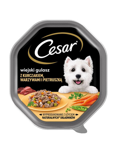 CESAR 150 g kompletné krmivo pre dospelých psov v omáčke s kuracím mäsom, zeleninou a petržlenovou vňaťou