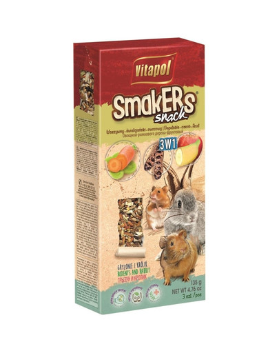 VITAPOL Smakers pre hlodavce - mix 1 3ks 120g