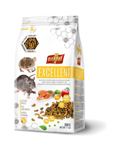 VITAPOL Excellent Krmivo plnohodnotné pre potkany a myši 500 g
