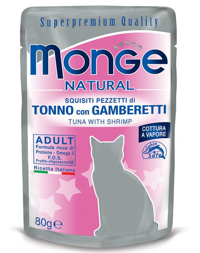 MONGE Cat Tuniak s krevetami v želé 80 g