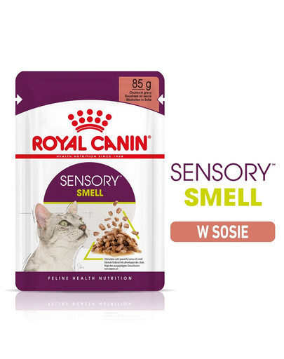 ROYAL CANIN Sensory Smell gravy 24x85 g kúsky v omáčke pre dospelé mačky, ktoré stimulujú čuchové vnemy
