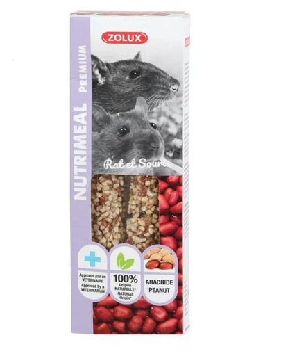 ZOLUX NUTRIMEAL 3Stick arašidy pre myši a potkany 125g