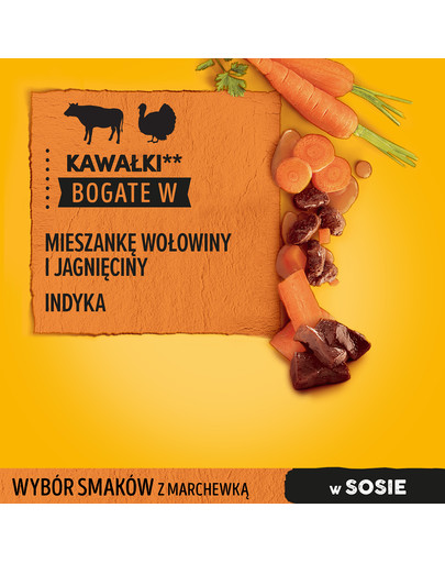 PEDIGREE Adult hovädzie, jahňacie, morčacie a mrkva pre dospelých psov 4x100g