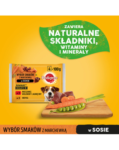 PEDIGREE Adult hovädzie, jahňacie, morčacie a mrkva pre dospelých psov 4x100g