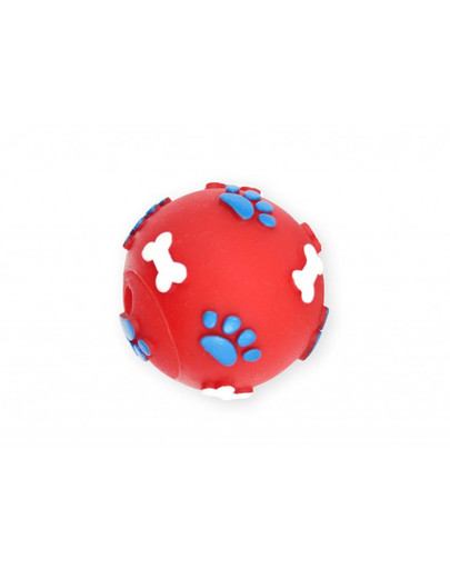 PET NOVA DOG LIFE STYLE Lopta so vzormi labiek a kostí, 6 cm, červená