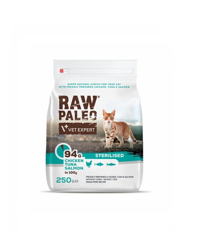 VETEXPERT Raw Paleo Sterilised Chicken&Tuna&Salmon 250 g