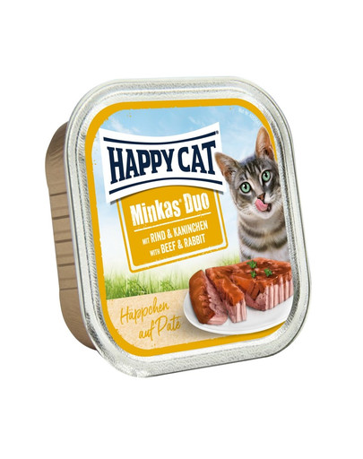 HAPPY CAT Duo set, Hovädzie a králik 100 g
