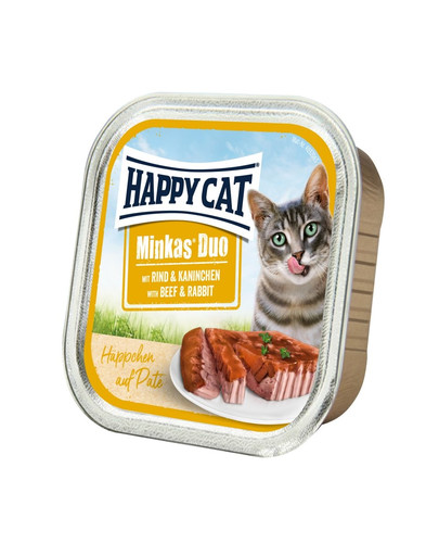HAPPY CAT Duo set, Hovädzie a králik 100 g