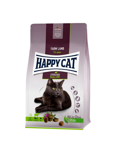 HAPPY CAT Sterilized Granule pre kastrované mačky  s jahňacím mäsom 4 kg
