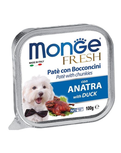 MONGE Dog Fresh paštéta a kúsky s kačicou 100g