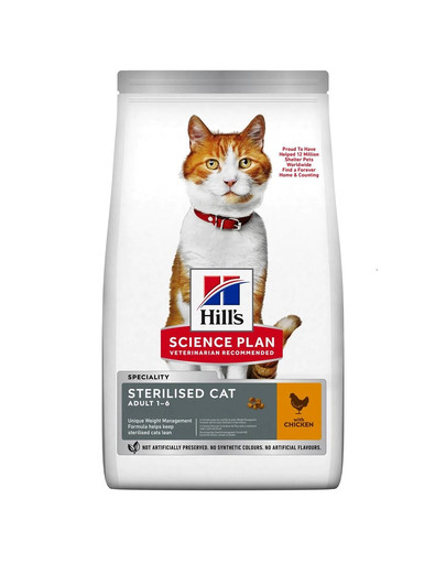 HILL'S Science Plan Young Adult Sterilised Cat - suché krmivo pre mačky s kuracím mäsom 10 kg