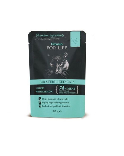 FITMIN For Life 85 g Pre kastrované mačky s lososom