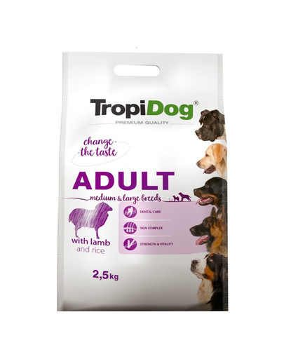 TROPIDOG Premium Adult S Granule pre psy malých plemien Jahňacie mäso a ryža 2,5 kg