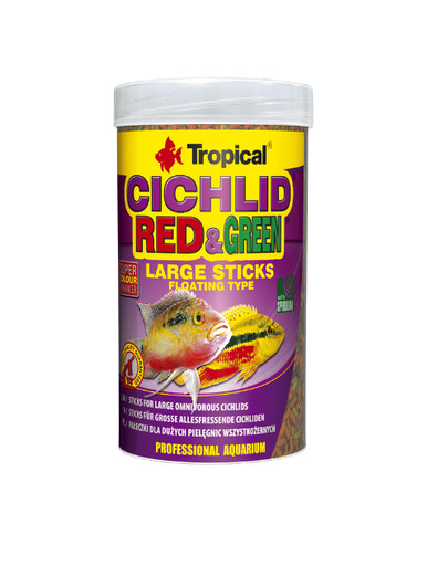 TROPICAL Cichlid red & green veľké tyčinky 250 ml (75 g)