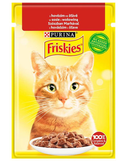 FRISKIES Krmivo s hovädzím mäsom v omáčke  pre mačky 85g