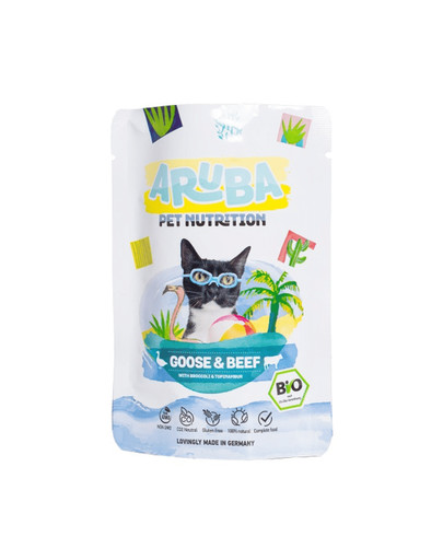 ARUBA Cat Organic Husacie mäso a hovädzie mäso s brokolicou a jeruzalemským artičokom 70 g