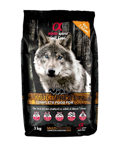 ALPHA SPIRIT Multiproteín - Kompletné suché mäkké krmivo pre psov 3 kg