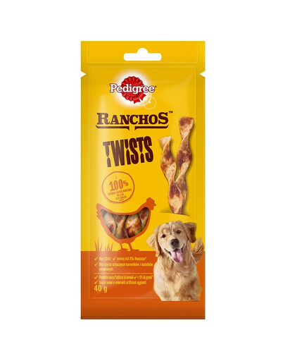 PEDIGREE Ranchos Twists 40 g pochúťky pre psov bohaté na kuracie mäso