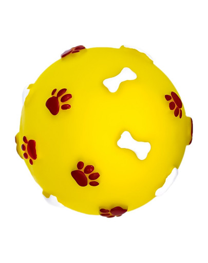 PET NOVA DOG LIFE STYLE Lopta so vzormi labiek a kostí, 7,5 cm, žltá