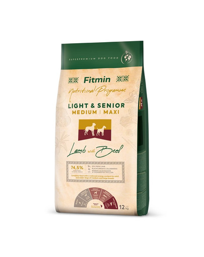 FITMIN Dog Nutritional Programme Medium Maxi Light Senior Lamb&Beef 12 kg