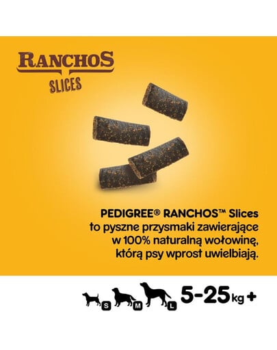 PEDIGREE Ranchos Slices s hovädzím mäsom 8x60g
