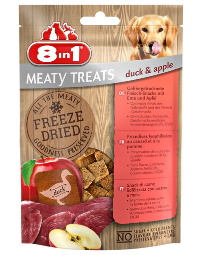 8IN1 Freeze Dried Duck/Apple 50g - lyofilizované kačacie mäso s jablkom