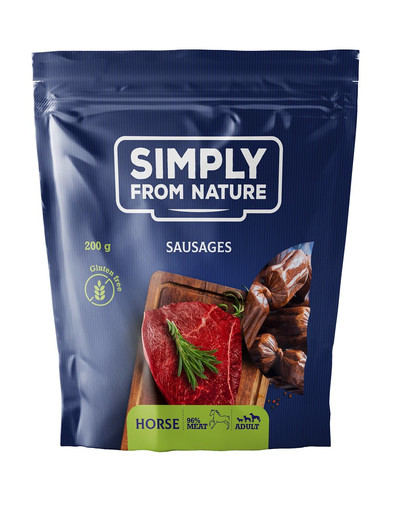 SIMPLY FROM NATURE Klobásky pre psov s konským mäsom 200 g
