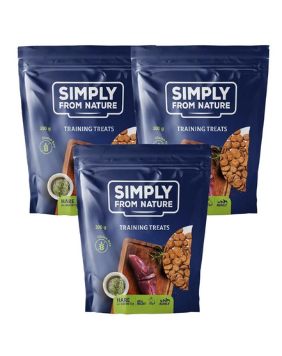 SIMPLY FROM NATURE Tréningové pochúťky s zajačím mäsom a zeleným čajom 3 x 300 g