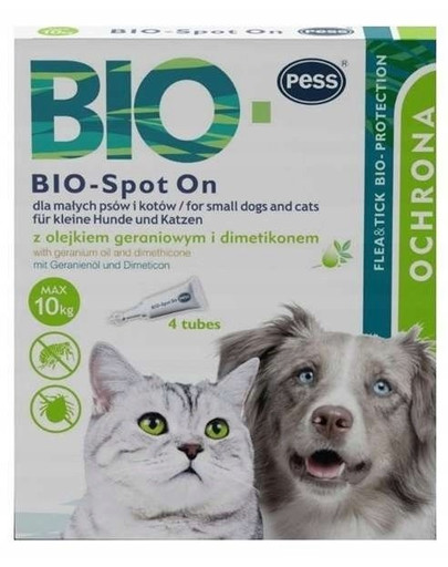 PESS BIO Spot-on kvapky pre kliešte a blchy pre malé psy a mačky 4x1g