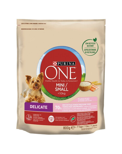 PURINA ONE Mini / Small Delicate s lososom a ryžou 800 g