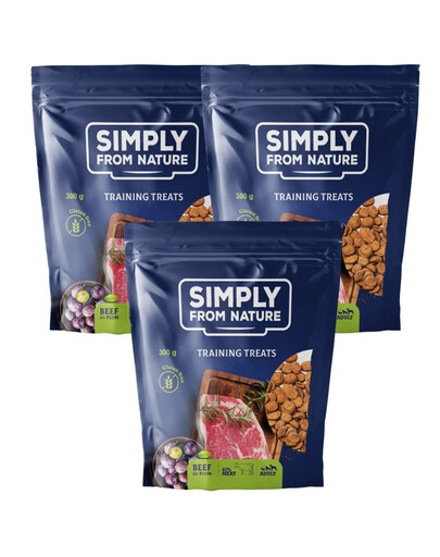 SIMPLY FROM NATURE Tréningové maškrty s hovädzím mäsom a slivkou 3 x 300 g