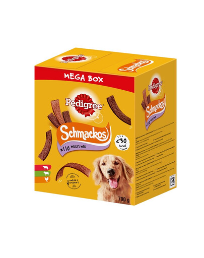 PEDIGREE Mega Box Schmackos s príchuťou hovädzieho, jahňacieho a hydinového mäsa 790 g