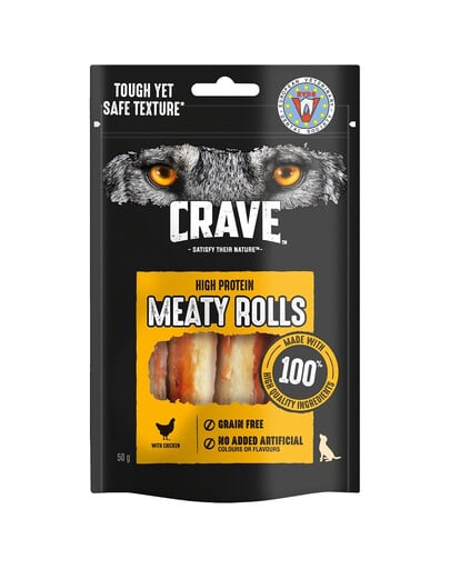 CRAVE Meaty Rolls Kuracie mäso 8x50g bielkovinová pochúťka bez obilnín pre dospelé psy