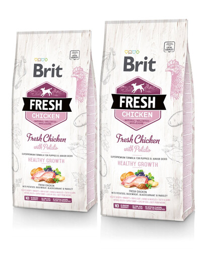 BRIT Fresh chicken with potato puppy healthy growth 2 x 12 kg