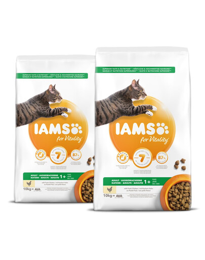 IAMS for Vitality pre dospelé mačky s čerstvým kuracím mäsom 20 kg (2 x 10 kg)